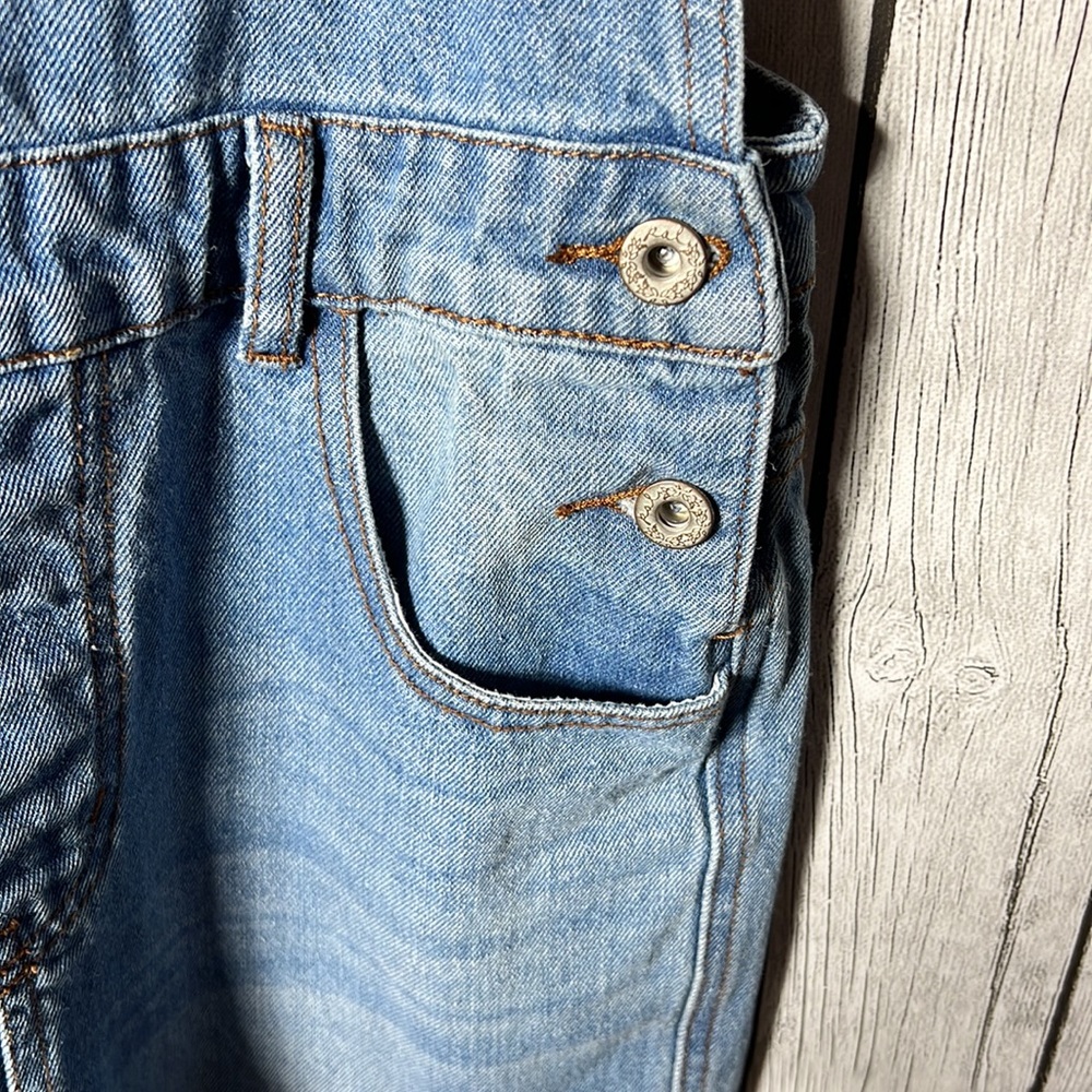 Pol Patchwork Denim Overalls Size Small - image 7